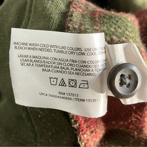 Orvis Size XL Heavy Flannel Shirt Jacket with Side Pockets Plaid Green Red Used - Picture 10 of 10